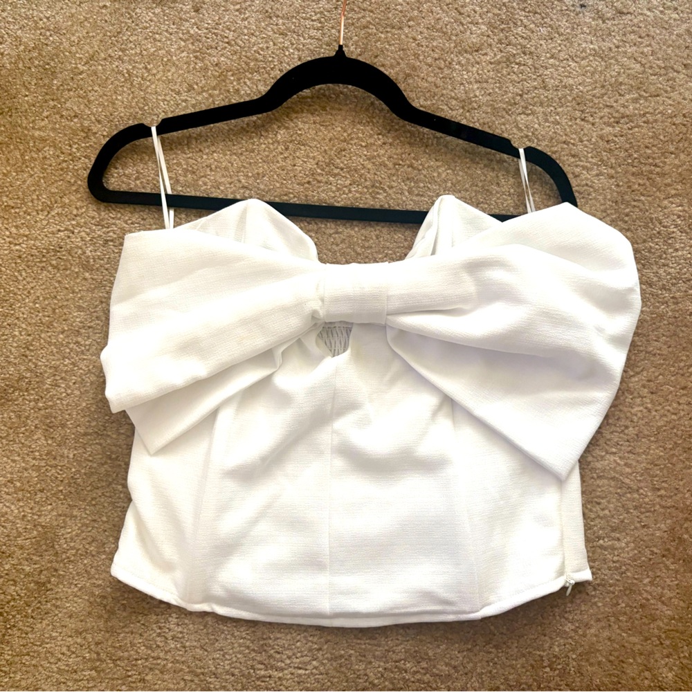White Bow Crop Top | Tie Front Summer Top Festival Party